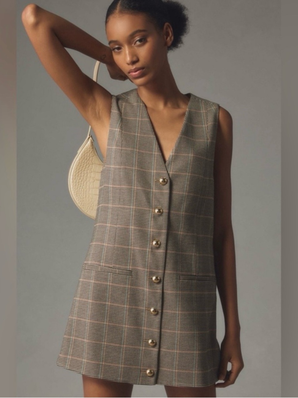 House of Harlow 1960 Plaid Mini Dress Small Y2K 90s Button Front Grunge